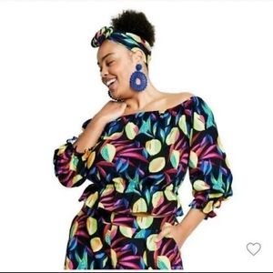 Lemon Print Bardot Top from Tabitha Brown size XL never worn.